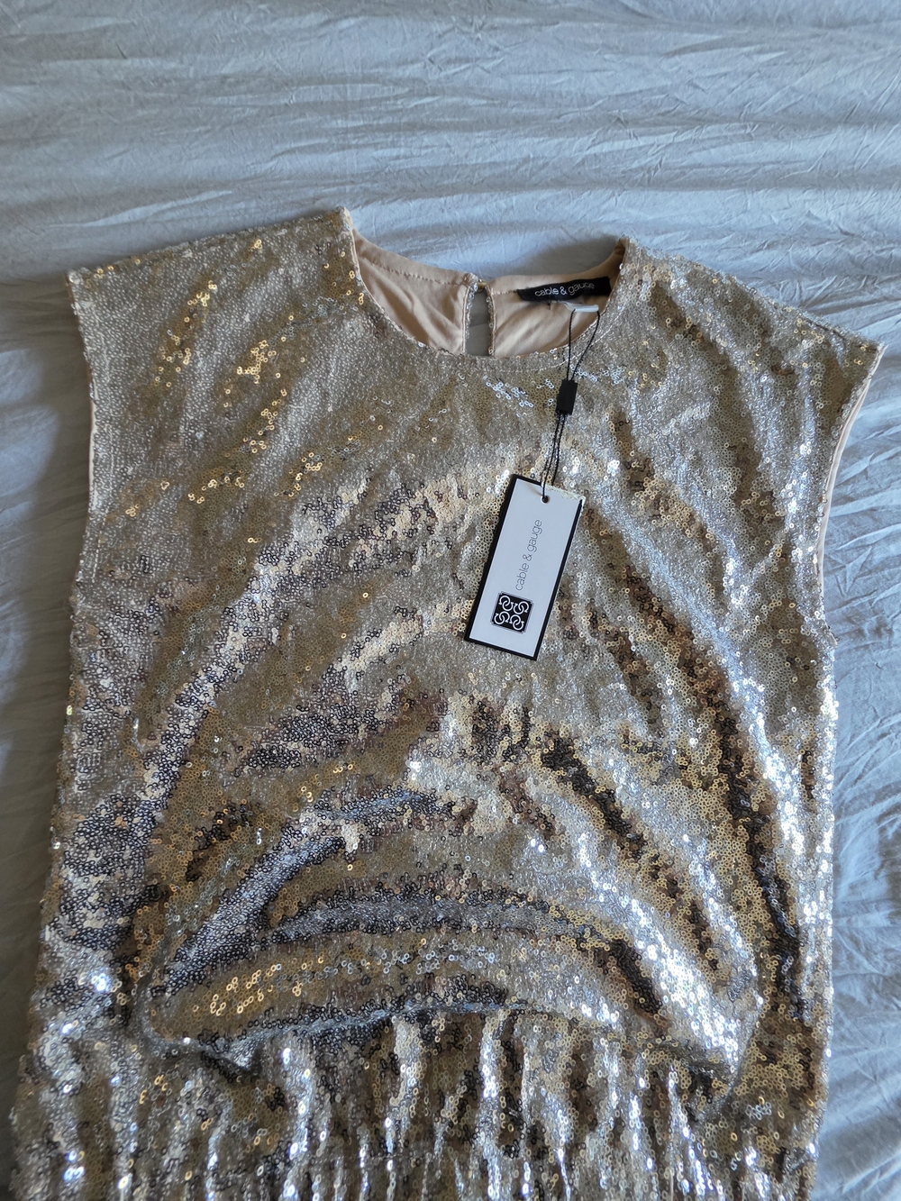 Cable & Gauge Gold Sequin Tank Top